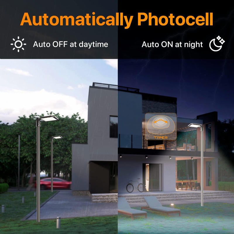 DEMILARE 200W LED Parking Lot Light 30000LM(150LM/W) Slip Fit Mount Outdoor Street Pole Lights with Dusk to Dawn Photocell IP65 Waterproof 120-277V 5000K Commercial Area Lighting for Road, Parking Lot - Image 4